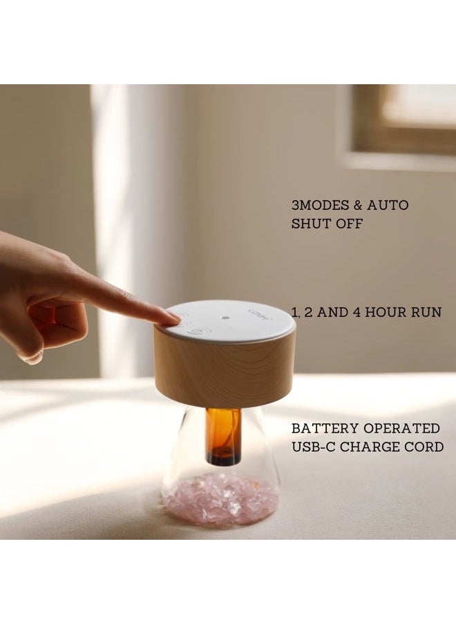 Twilight Aromatherapy Diffuser - Nebulizing Technology for Essential Oils, Optional LED Light, Waterless, Super Quiet, Portable, Battery Operated -Woodgrain