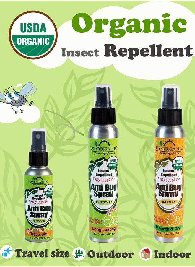 Organic Mosquito Repellent Anti Bug Outdoor Pump Sprays, 4 Ounces, Certified Organic, Proven Results by lab Testing, deet-Free