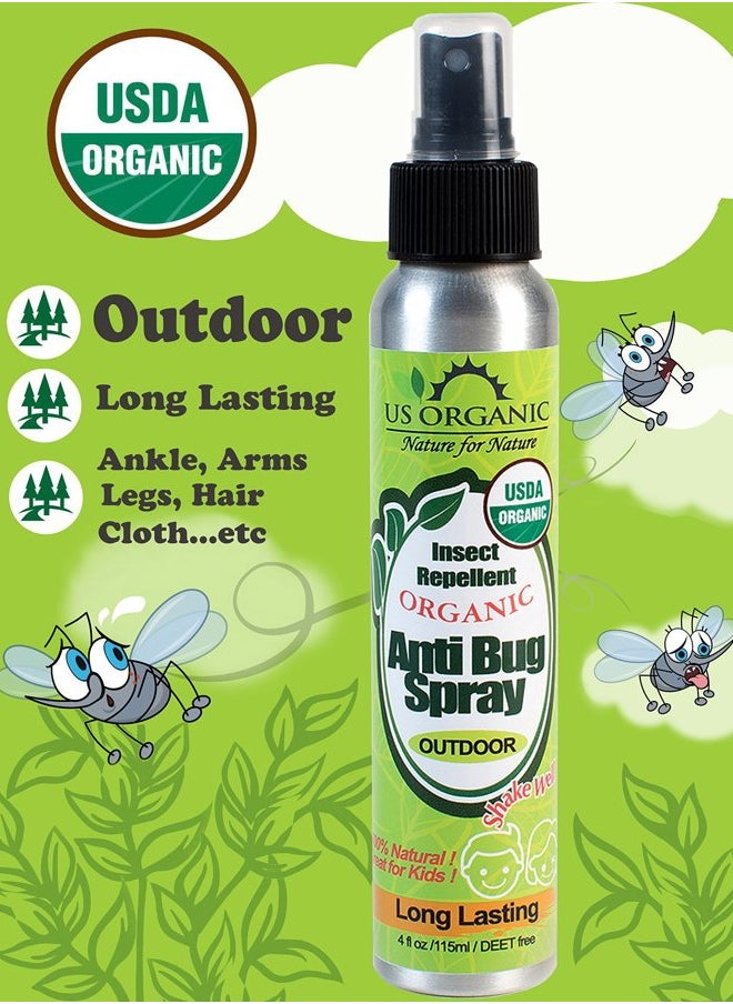 Organic Mosquito Repellent Anti Bug Outdoor Pump Sprays, 4 Ounces, Certified Organic, Proven Results by lab Testing, deet-Free