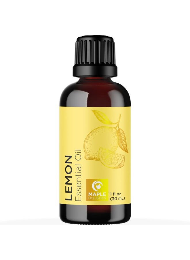 Pure Lemon Essential Oil - Invigorating Lemon Oil for Diffuser Aromatherapy Cleaning & Beauty DIYs for Hair Skin & Nails - Premium Grade Vegan Non-GMO in Glass Bottle for Aromatherapy & Wellness