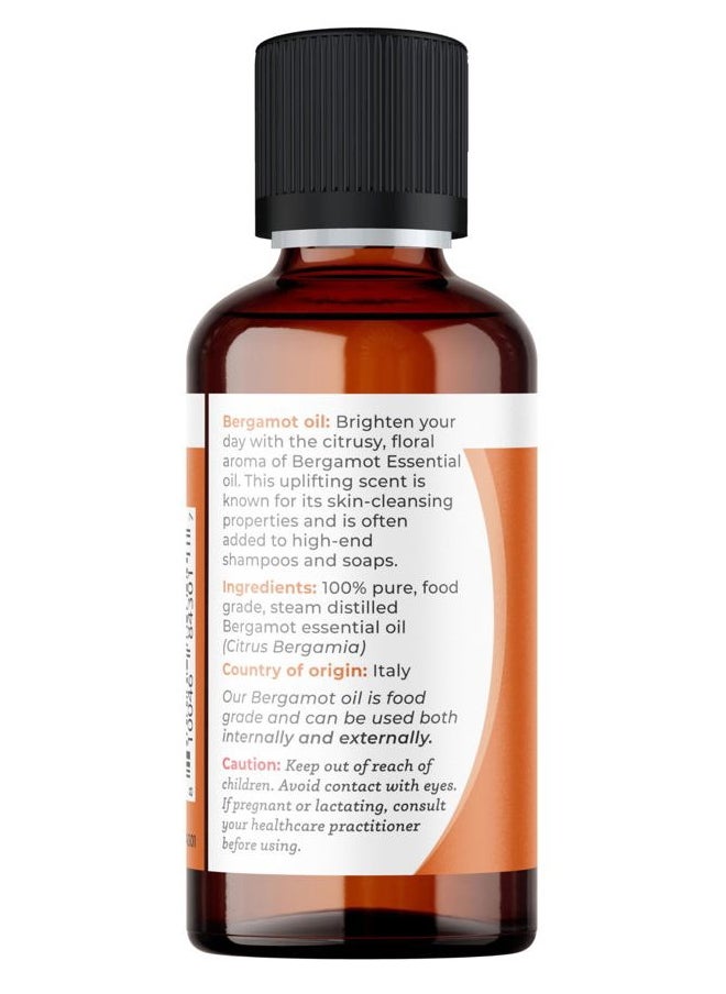 100% Pure Bergamot Essential Oil, Undiluted, Food Grade, Italian Bergamot Oil, 1 Fluid Ounce (30 mL) Natural Aromatherapy Oil
