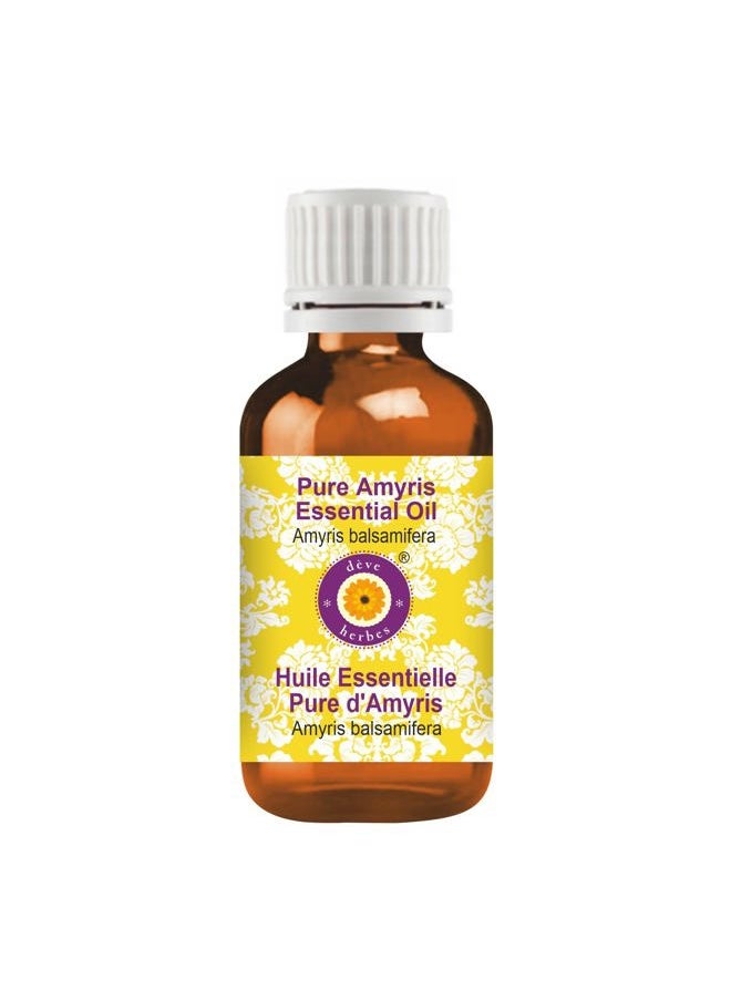 Deve Herbes Pure Amyris Essential Oil (Amyris balsamifera) Steam Distilled 10ml (0.33 oz)