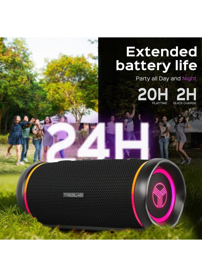 HD77 Bluetooth Speaker - Powerful 360° Sound with Impactful Bass, 30W Portable Wireless Audio, 20H Battery, IPX7 Waterproof, TWS Stereo, Shockproof Design for Outdoor, Beach, Pool, Jobsite