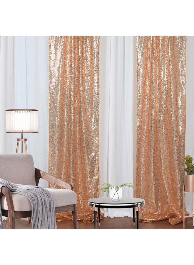 Backdrop Curtain Drapes 2 Panels Rose Gold Party Sequin Background 2FT x 8FT Wedding Ceremony Birthday Decorations Shimmer Fabric