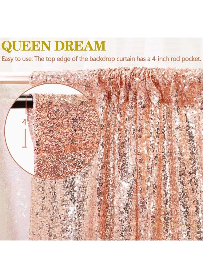 Backdrop Curtain Drapes 2 Panels Rose Gold Party Sequin Background 2FT x 8FT Wedding Ceremony Birthday Decorations Shimmer Fabric