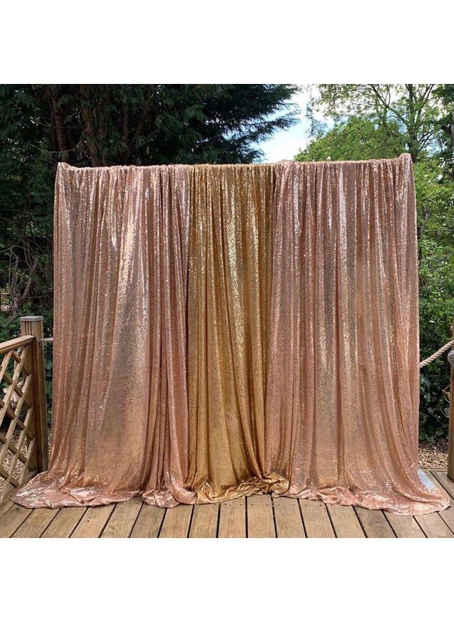 Backdrop Curtain Drapes 2 Panels Rose Gold Party Sequin Background 2FT x 8FT Wedding Ceremony Birthday Decorations Shimmer Fabric