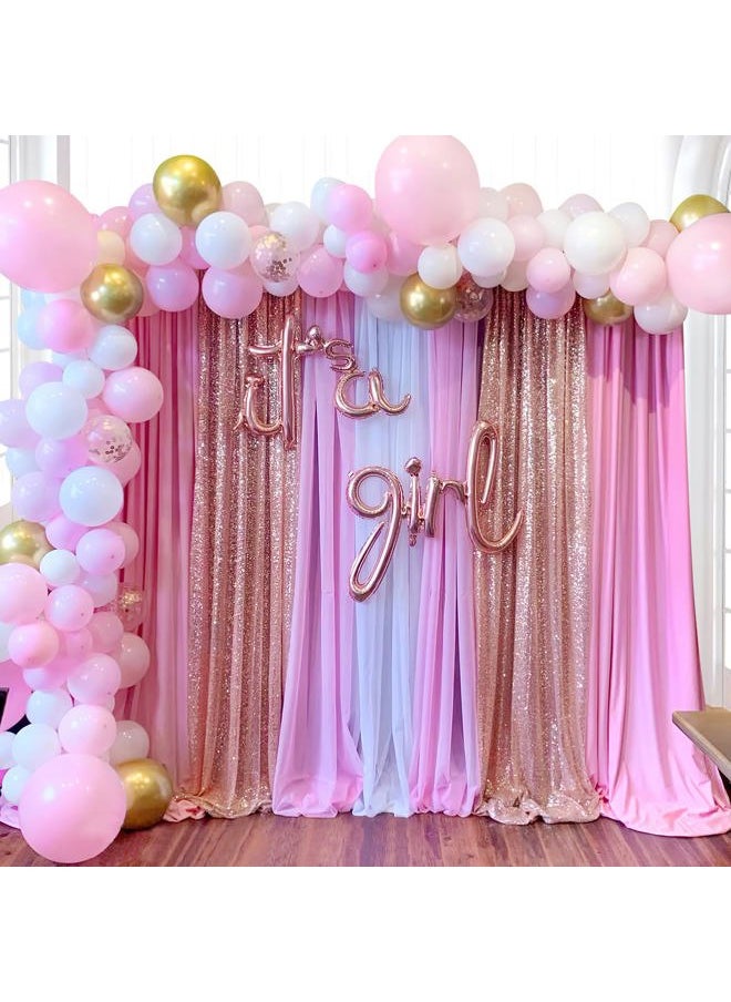 Backdrop Curtain Drapes 2 Panels Rose Gold Party Sequin Background 2FT x 8FT Wedding Ceremony Birthday Decorations Shimmer Fabric