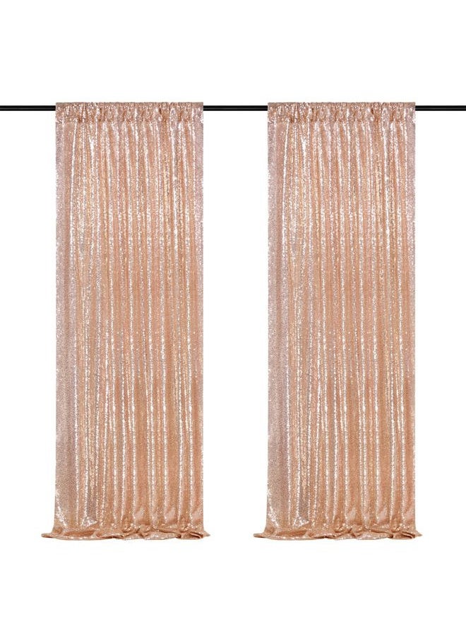 Backdrop Curtain Drapes 2 Panels Rose Gold Party Sequin Background 2FT x 8FT Wedding Ceremony Birthday Decorations Shimmer Fabric