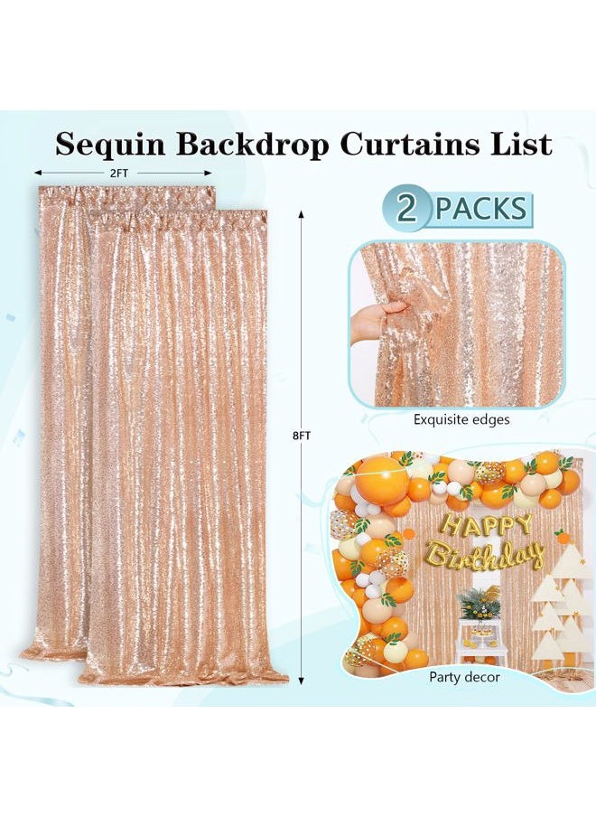Backdrop Curtain Drapes 2 Panels Rose Gold Party Sequin Background 2FT x 8FT Wedding Ceremony Birthday Decorations Shimmer Fabric
