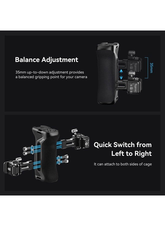 SmallRig Snap-On NATO Side Handle, Quick Lock Design, Up/Down Adjustable, Built-in Cold Shoe Mount, 1/4''-20 Thread Hole, Wrist Strap Hole - 4017