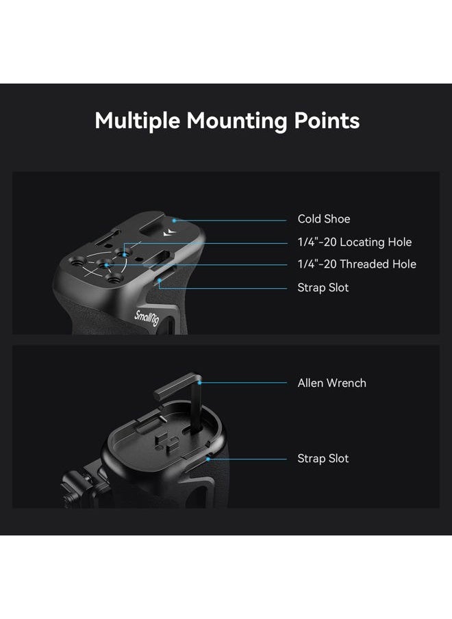SmallRig Snap-On NATO Side Handle, Quick Lock Design, Up/Down Adjustable, Built-in Cold Shoe Mount, 1/4''-20 Thread Hole, Wrist Strap Hole - 4017