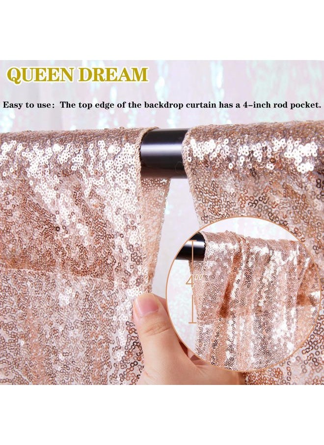 Rose Gold Sequin Backdrop Curtains Panels 4 Pieces 2FTx8FT Wedding Backdrop for Bridal Shower Brithday Party Decor