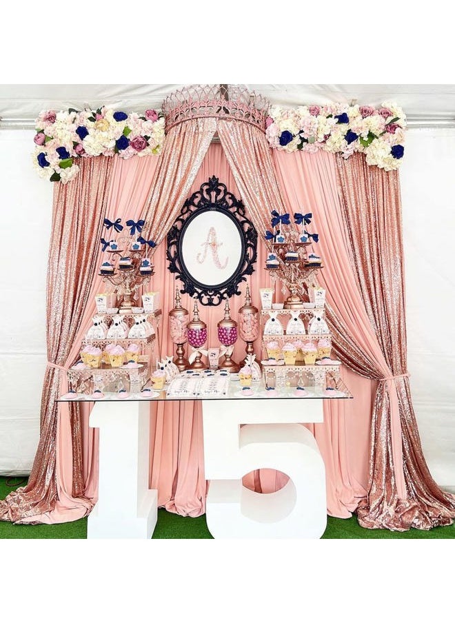 Rose Gold Sequin Backdrop Curtains Panels 4 Pieces 2FTx8FT Wedding Backdrop for Bridal Shower Brithday Party Decor