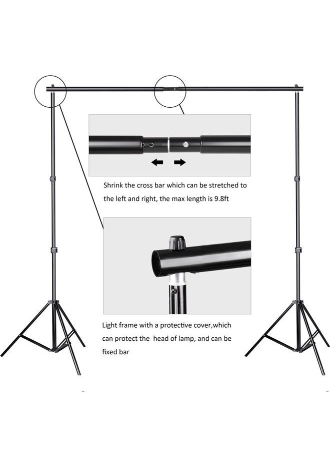 Photo Video Studio 10x7ft(WxH) Adjustable Backdrop Support System Kit Background Stand with Carry Bag