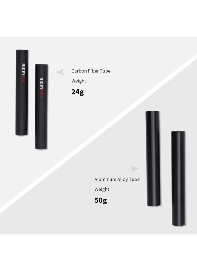 15mm Carbon Fiber Rod 4'' Short Rod for Camera Cage Rig, Top Handle, 15mm Rail Block [Pack of 2] - 554