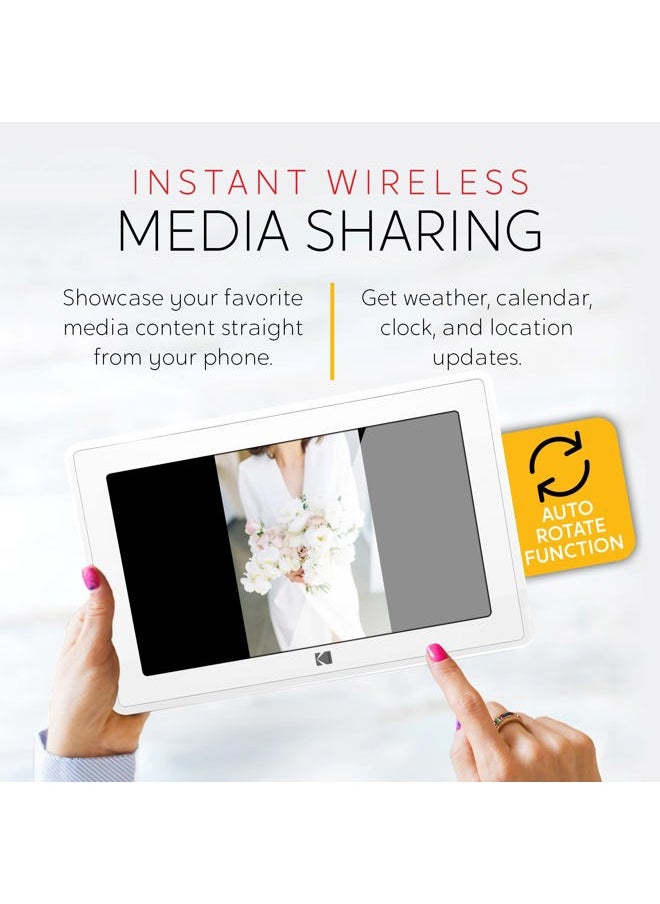 Kodak 10-Inch Touch Screen Digital Picture Frame, Wi-Fi Enabled with 16GB of Internal Memory, HD Photo Display and Music/Video Support Plus Clock, Calendar, Weather and Location Updates - Whilte