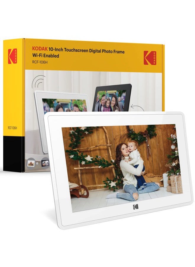 Kodak 10-Inch Touch Screen Digital Picture Frame, Wi-Fi Enabled with 16GB of Internal Memory, HD Photo Display and Music/Video Support Plus Clock, Calendar, Weather and Location Updates - Whilte