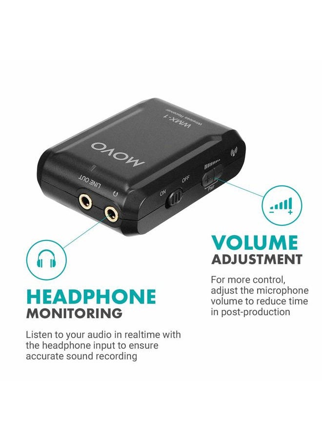 WMX-1-DUO 2.4GHz Dual Wireless Lavalier Microphone System, Compatible with DSLR Cameras, Camcorders, iPhone, Android Smartphones, and Tablets, 200ft Audio Range, Great for Teaching Tutorials