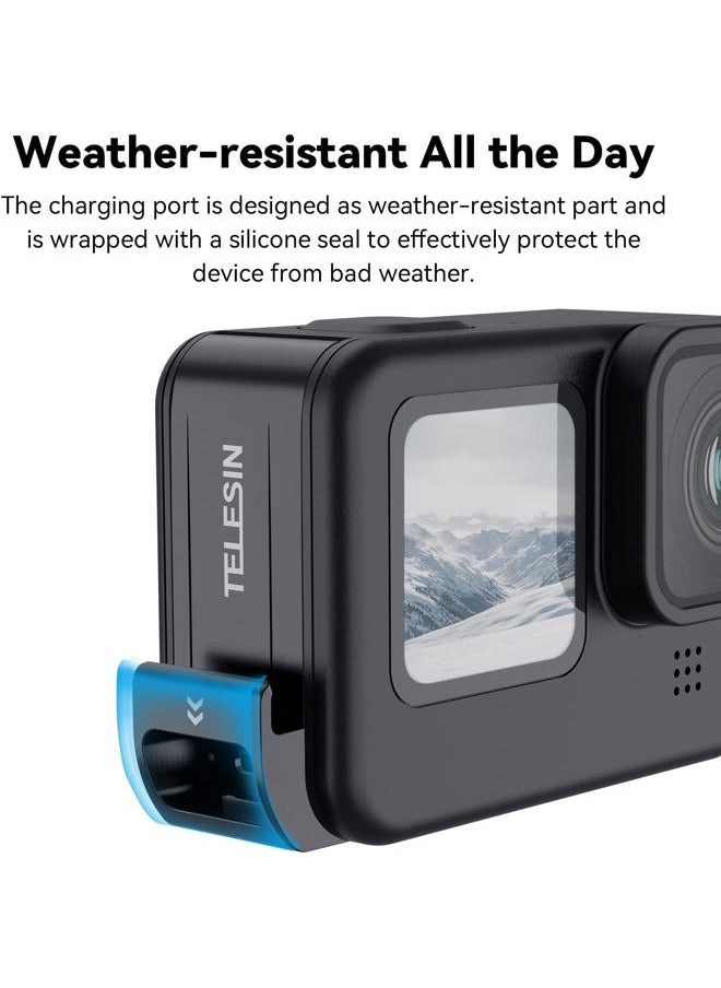 G2 Upgraded Battery Door Cover for GoPro 13 12 11 10 9, Water Snow Resistant Protective Case Charger Type-C Charging Mount for Go Pro Hero 13 Hero 12 Hero 11 Hero 10 Hero 9 Black Accessories