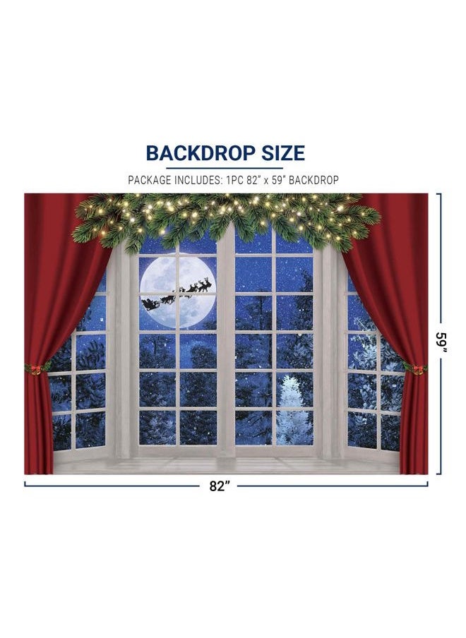 7x5ft Christmas Window Photography Backdrop Winter Wonderland Snow Tree Starry Sky Moon Reindeer Santa Xmas Photocall Background Party Banner Decor Baby Kids Family Photo Shoot Booth Props