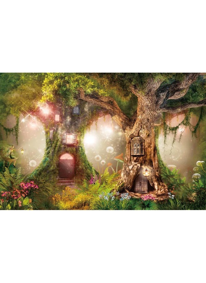 10x6.5FT Enchanted Garden Backdrop Magic Tree House Fairy Tale Wonderland Woodland Background Wedding Baby Shower Birthday Party Banner Cake Smash Decorations Studio Portrait Photobooth Prop