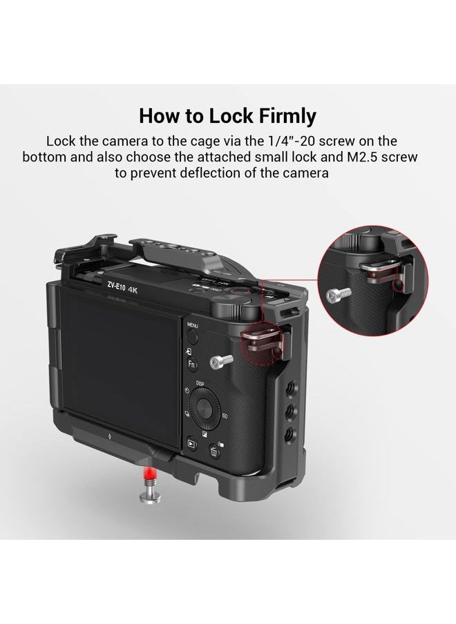 SmallRig Cage with Built-in Quick Release Plate for Arca-Swiss and Cold Shoe for Sony ZV-E10-3531
