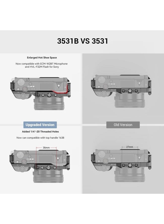 SmallRig Cage with Built-in Quick Release Plate for Arca-Swiss and Cold Shoe for Sony ZV-E10-3531