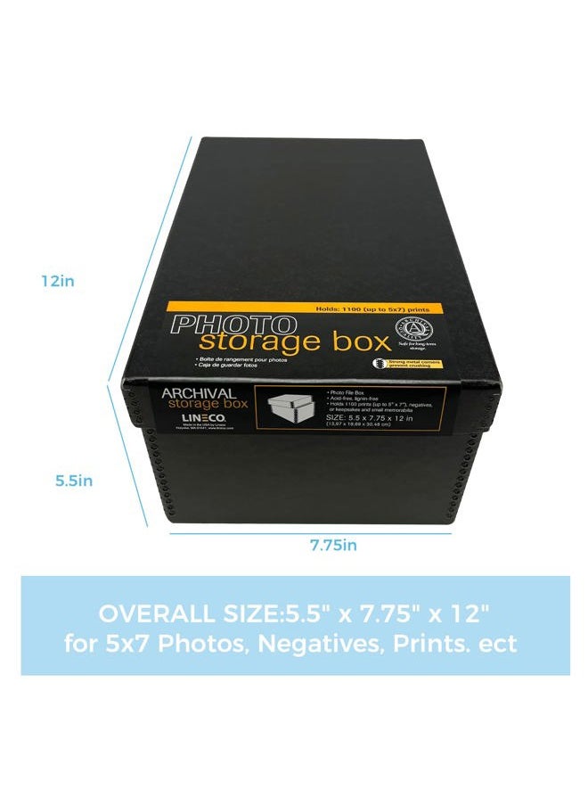 Archival Photo Storage Box, Holds up to 1100 of 5x7 Pictures, 4x6 Photograph Container with Removable Lid. Preserve Snapshot, Negatives, Prints, Films, Card, 5