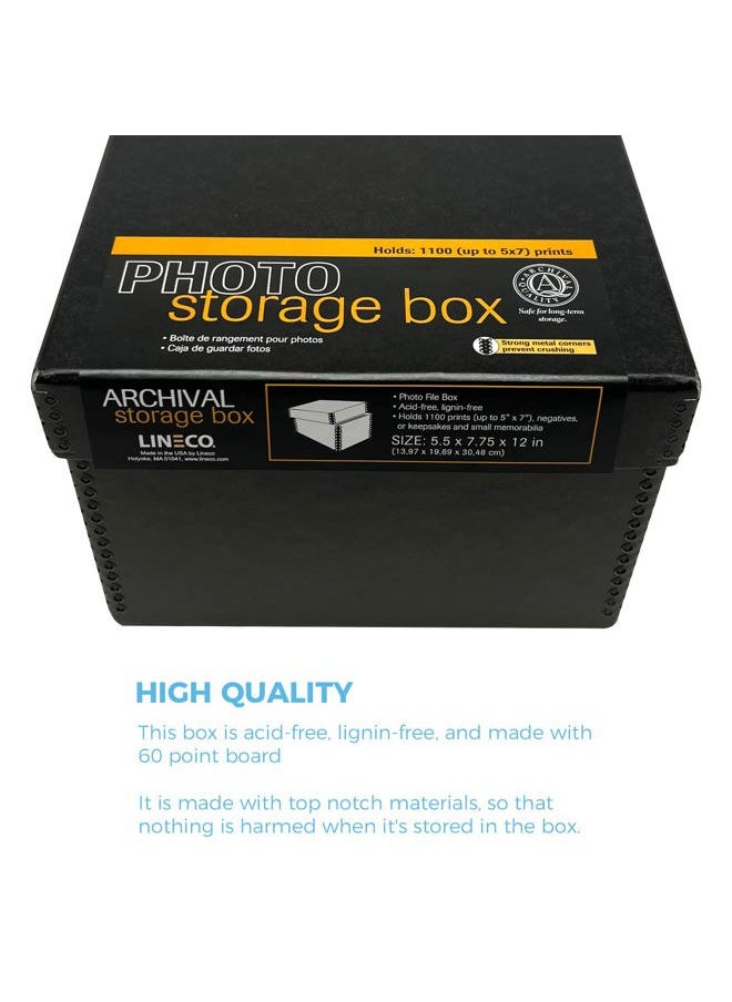 Archival Photo Storage Box, Holds up to 1100 of 5x7 Pictures, 4x6 Photograph Container with Removable Lid. Preserve Snapshot, Negatives, Prints, Films, Card, 5