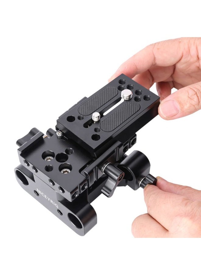 15mm Rod Rail Riser Support System for Manfrotto Standard, 29mm Height Adjustment Universal for DSLR Shoulder Rig, Lens Support, Follow Focus - 546