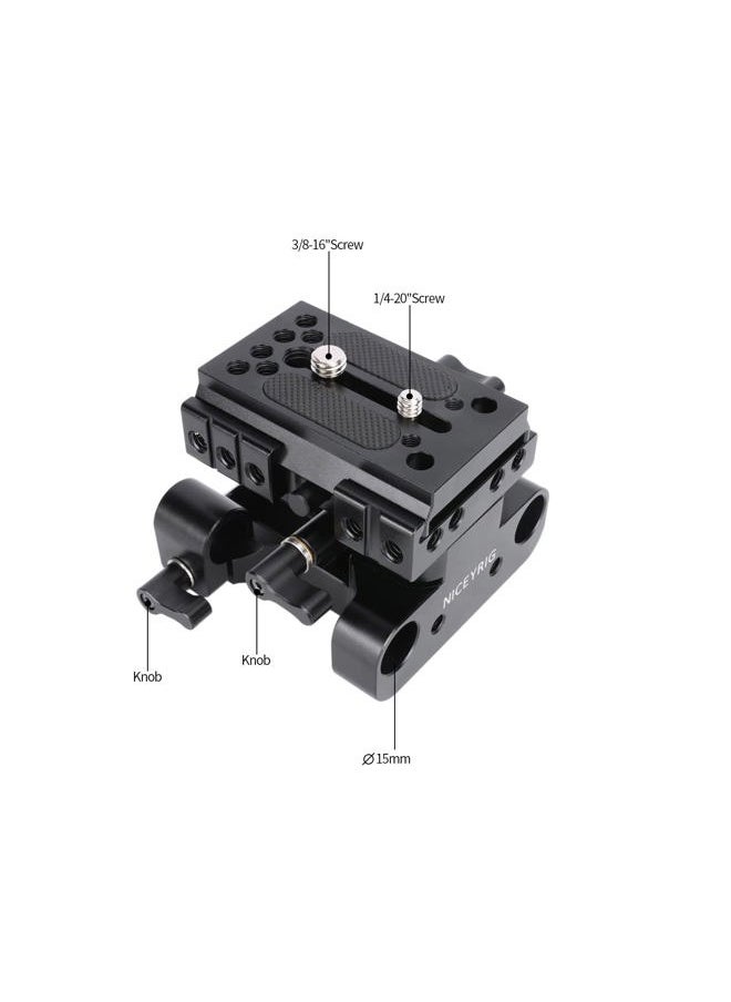 15mm Rod Rail Riser Support System for Manfrotto Standard, 29mm Height Adjustment Universal for DSLR Shoulder Rig, Lens Support, Follow Focus - 546