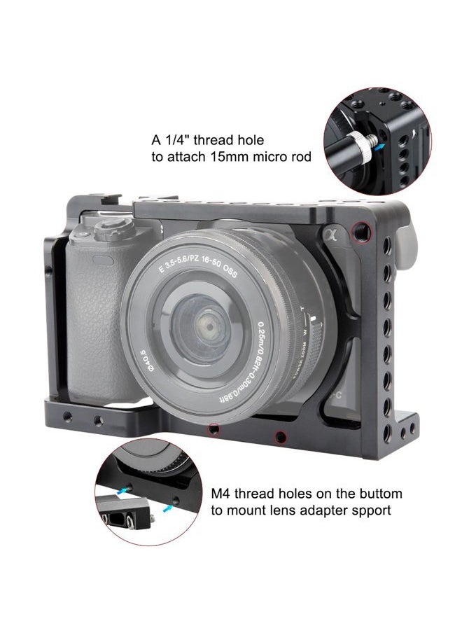 Camera Cage for Sony A6300 A6400 A6100 A6000 with 1/4 Thread and Cold Shoe - 083