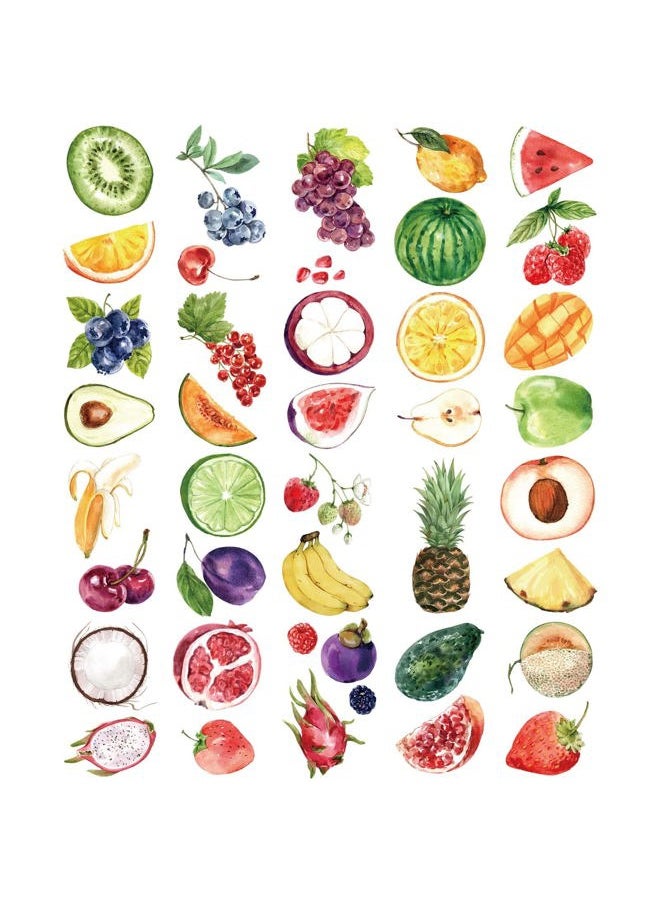 Everjoy Realistic Temporary Tattoos - 41 Designs, 20 Pcs, Waterproof Watercolor Fruits Tattoos for Kids