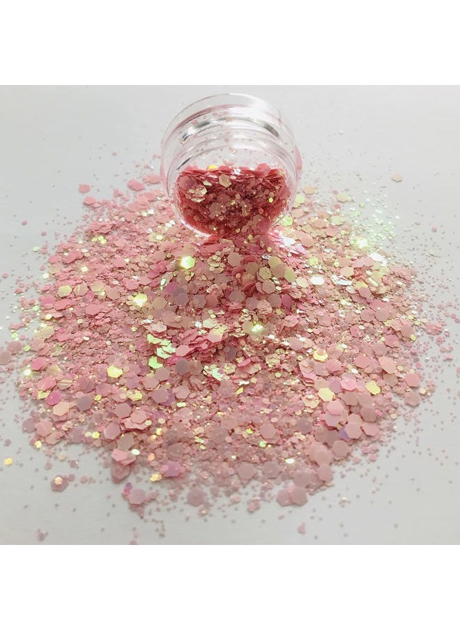 15 Grams/jar -Pink Changeable Chunky Mixes Sequins Glitter - Festival Rave Beauty Makeup Face Body Nail Art Tumbler Decoration PCM60