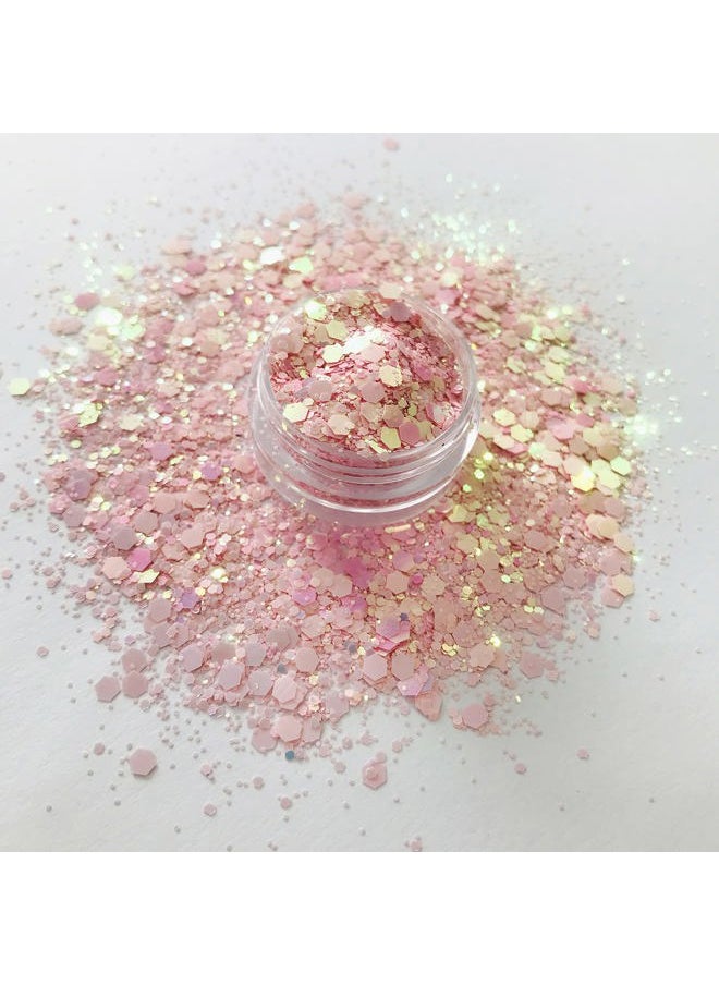 15 Grams/jar -Pink Changeable Chunky Mixes Sequins Glitter - Festival Rave Beauty Makeup Face Body Nail Art Tumbler Decoration PCM60