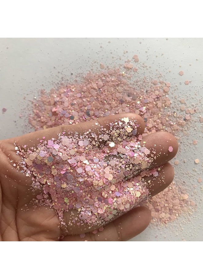 15 Grams/jar -Pink Changeable Chunky Mixes Sequins Glitter - Festival Rave Beauty Makeup Face Body Nail Art Tumbler Decoration PCM60