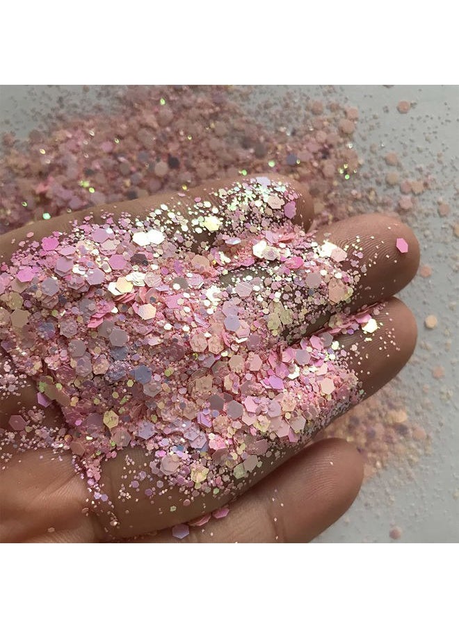 15 Grams/jar -Pink Changeable Chunky Mixes Sequins Glitter - Festival Rave Beauty Makeup Face Body Nail Art Tumbler Decoration PCM60