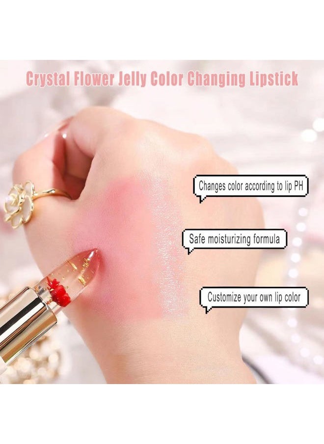 Crystal Flower PH Lip Balm Color Changing Magic Lipstick Jelly Flower Luxury Lip Balm Mood Lipstick Color Changing Long Lasting Nutritious Lip Gloss Clear Lipstick