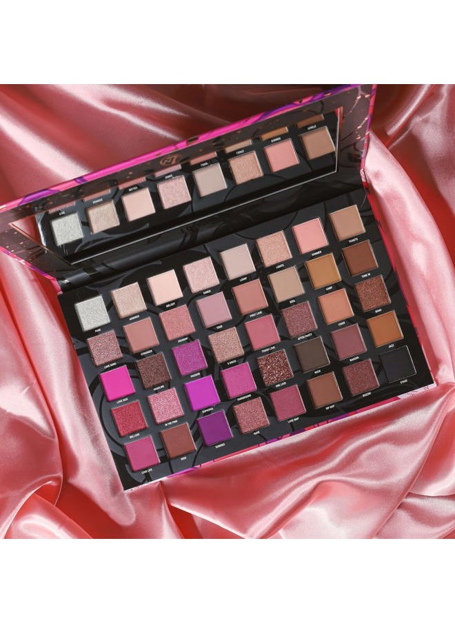 Love Fest Pressed Pigment Palette - 40 Playful Party Colors With Matte, Shimmer, Glitters - Flawless Long-Lasting Bold Makeup