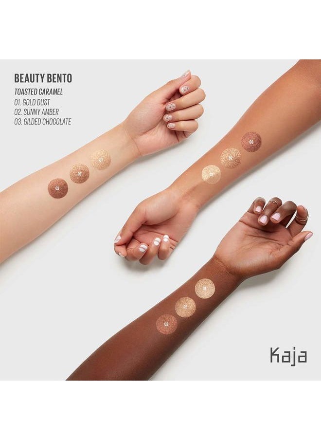 Eye Bento Collection - Bouncy Eyeshadow Trio | Gilded Bronze Tones, Travel Size, 03 Toasted Caramel, 2019 Allure Best of Beauty Award, 0.03 Oz