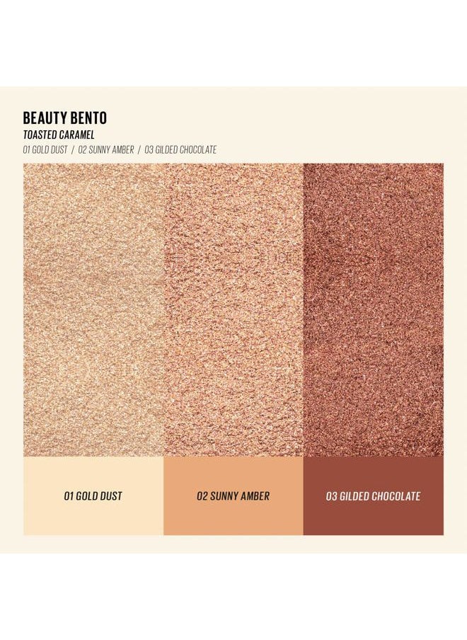 Eye Bento Collection - Bouncy Eyeshadow Trio | Gilded Bronze Tones, Travel Size, 03 Toasted Caramel, 2019 Allure Best of Beauty Award, 0.03 Oz