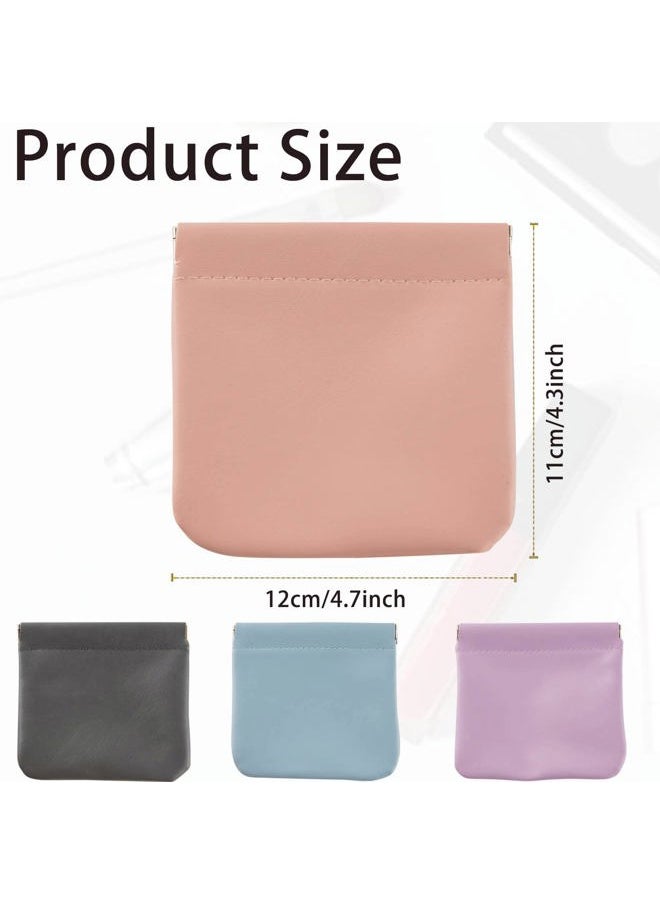 4pcs Lambskin Pocket Cosmetic Bag, Waterproof Portable No Zipper Self-closing Small Makeup Pouch for Women Mini Travel Storage bag for Cosmetics Headphones Jewelry