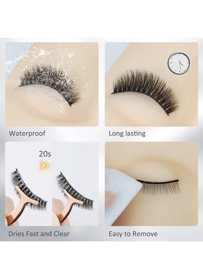 False Eyelash Glue Super Strong Hold 24H Clear Glue Strong Hold Water Proof Formula No Irritation Latex Free Long Lasing Quick Dry Pegamento De Pestaas White Strip Eyelash Adhesive 5ml 0.17oz