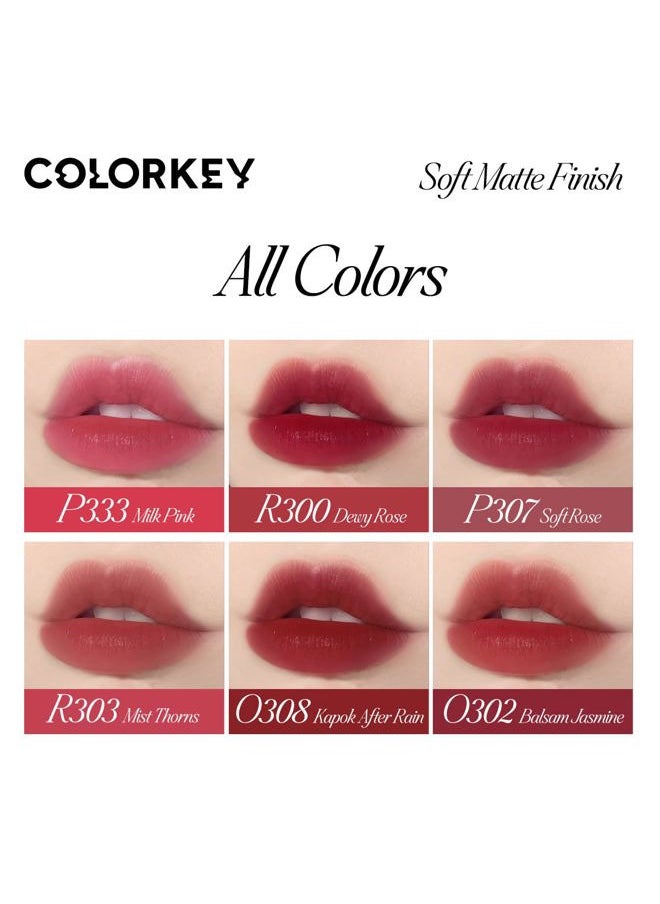 Soft Matte Water Lip Tint, Matte Finishs, Long-Lasting, Moist Fit Without Stickiness, Moisturized, Waterproof, Liquid Lipstick, Nude lip color (R303 Mist Thorns)