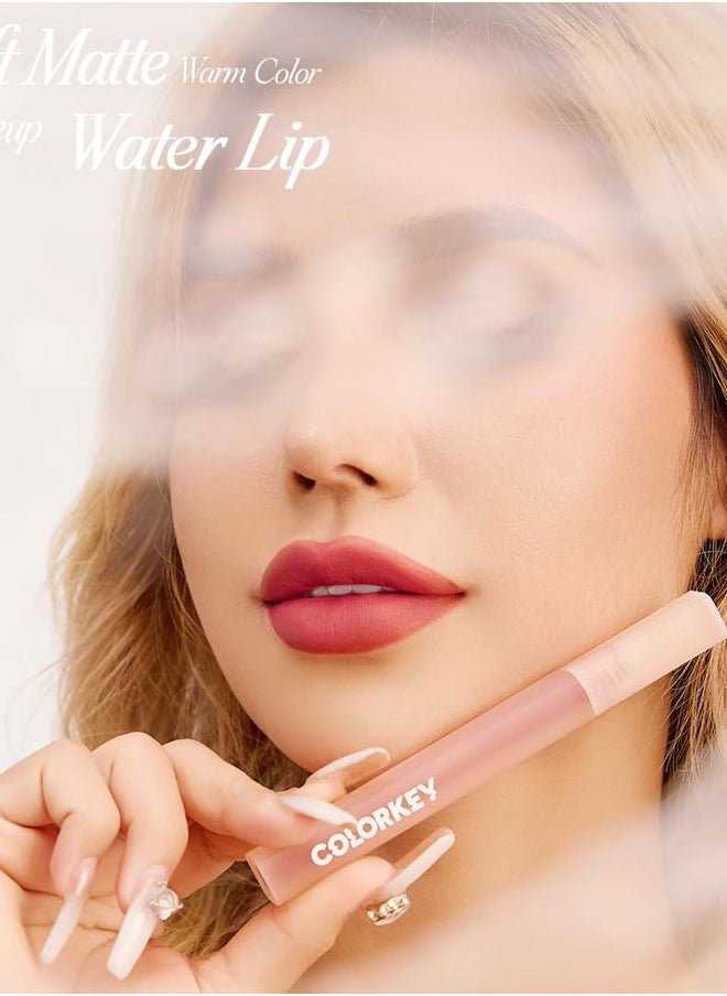 Soft Matte Water Lip Tint, Matte Finishs, Long-Lasting, Moist Fit Without Stickiness, Moisturized, Waterproof, Liquid Lipstick, Nude lip color (R303 Mist Thorns)