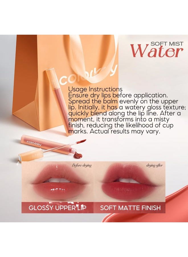 Soft Matte Water Lip Tint, Matte Finishs, Long-Lasting, Moist Fit Without Stickiness, Moisturized, Waterproof, Liquid Lipstick, Nude lip color (R303 Mist Thorns)