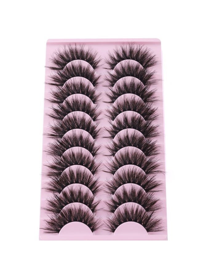 False Eyelashes Fluffy Mink Lashes 20 mm Cat Eye Lashes Long 5D Wispy Dramatic 10 Pairs Pack