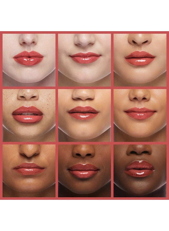 Plumping Lip Oil, Hydrating Lip Gloss Tinted Lip Balm Lip Care Transparent Toot Lip Oil, Long Lasting Nourishing Lip Glow Oil Non-sticky Big Brush Glitter Shine Primer Lip Tint (ROSEWOOD)