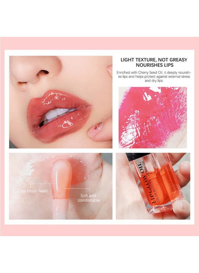 Plumping Lip Oil, Hydrating Lip Gloss Tinted Lip Balm Lip Care Transparent Toot Lip Oil, Long Lasting Nourishing Lip Glow Oil Non-sticky Big Brush Glitter Shine Primer Lip Tint (ROSEWOOD)