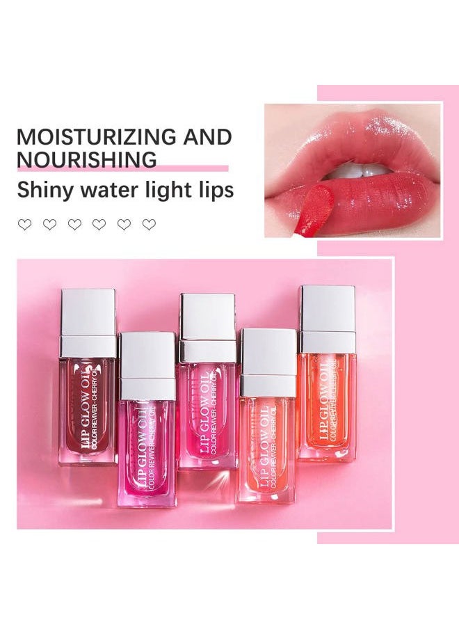 Plumping Lip Oil, Hydrating Lip Gloss Tinted Lip Balm Lip Care Transparent Toot Lip Oil, Long Lasting Nourishing Lip Glow Oil Non-sticky Big Brush Glitter Shine Primer Lip Tint (ROSEWOOD)